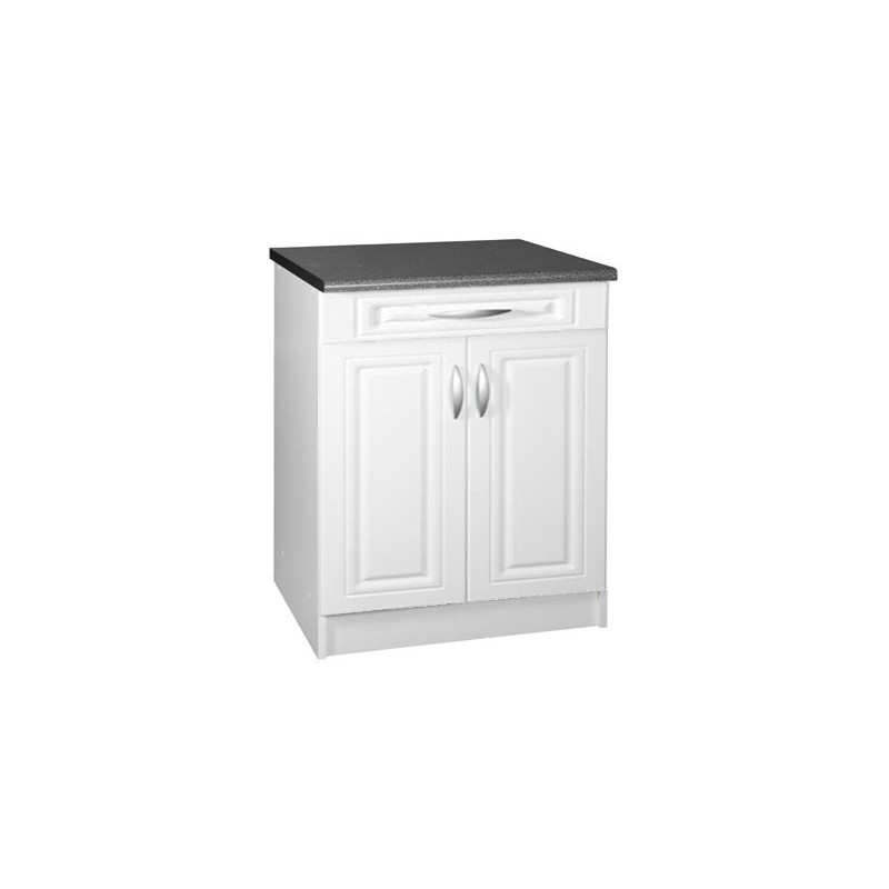 Meuble cuisine bas 2 portes 1 tiroir 80cm blanc DINA